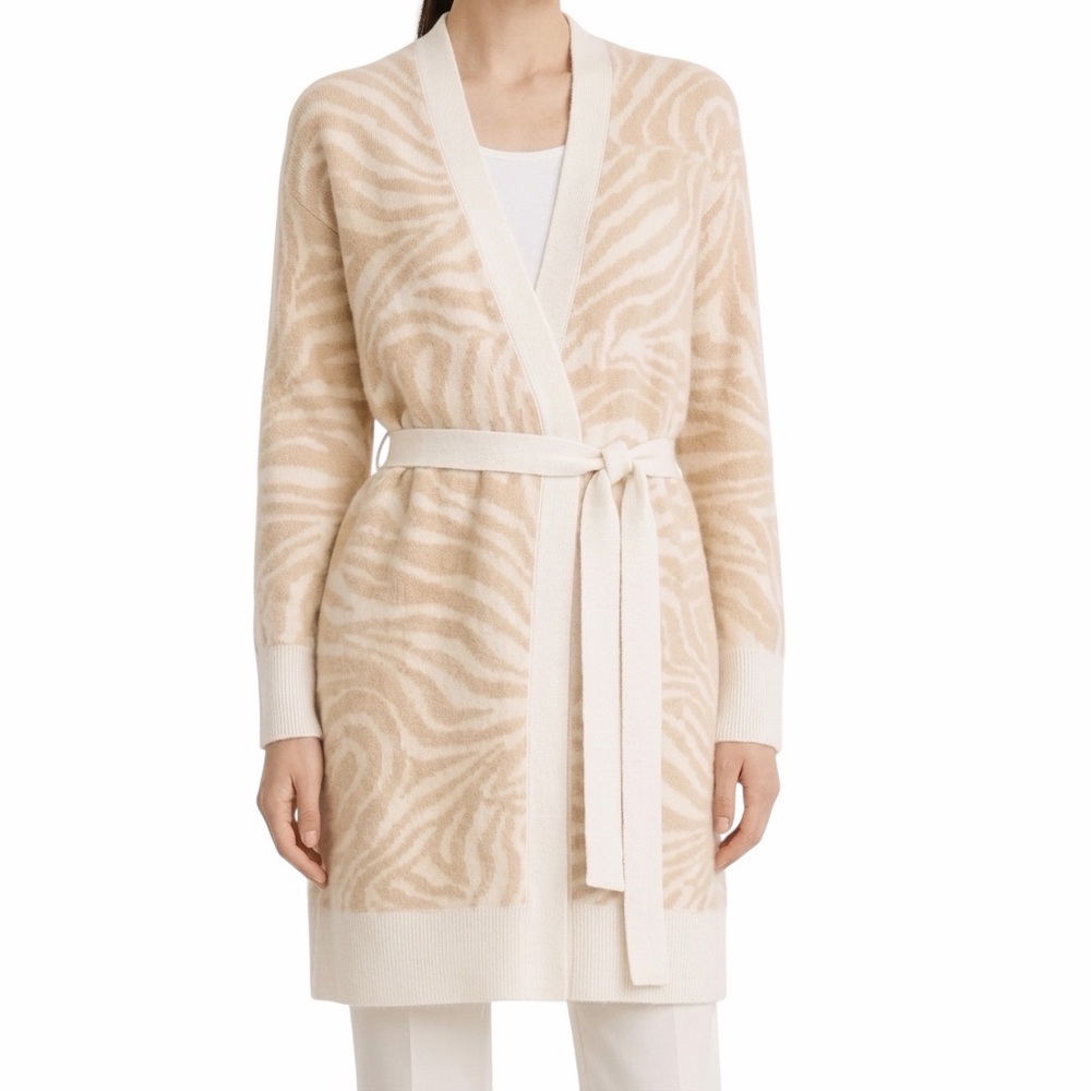 Ted Baker London Pallm Zebra Jacquard Cardigan Beige women’s size Small